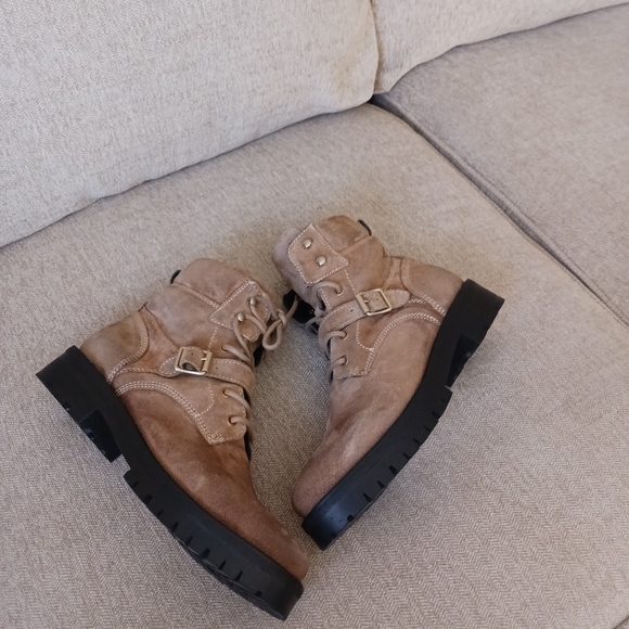 Allsaints Paulina suede leather combat boots - Picture 6 of 12